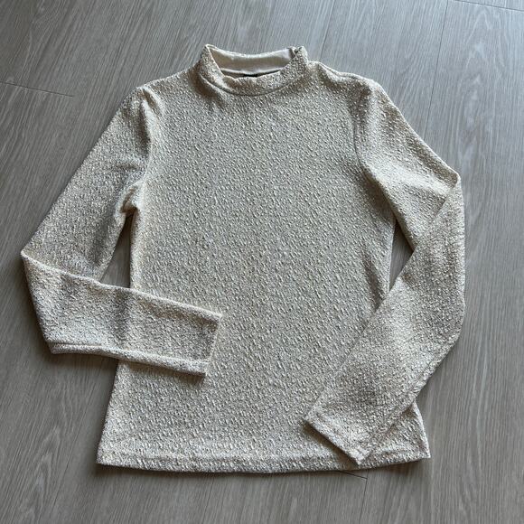 Shein Poeselle Shirt Womens Medium White Gold Glittery Sparkly Long Sleeve - Picture 10 of 14